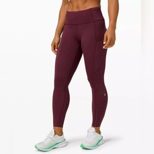 lululemon Fast And Free HR 25" Tight in Red Merlot